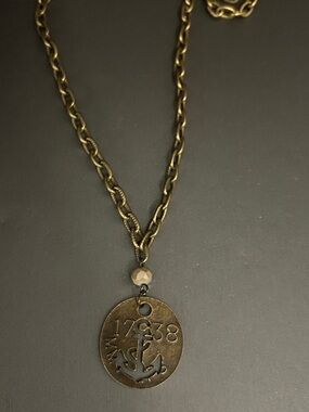 Nautical Anchor Medallion Necklace in Bronze